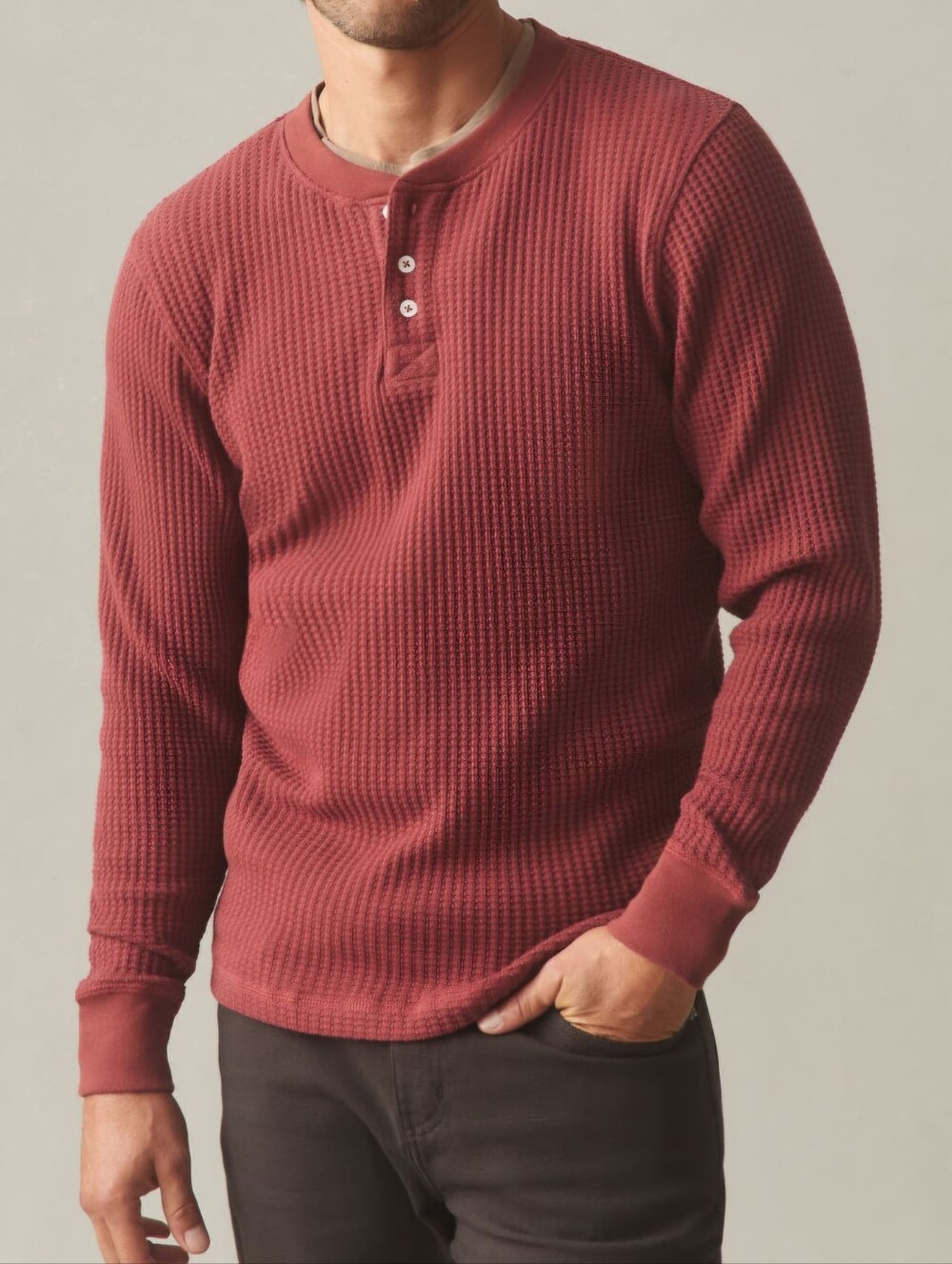 American Giant Men's Size Medium Waffle Long Sleeve Henley Shirt NWOT
